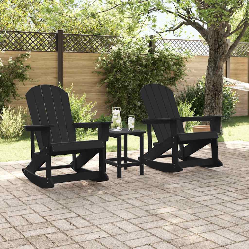 Garden Lounge Set 3 pcs HDPE Black without table