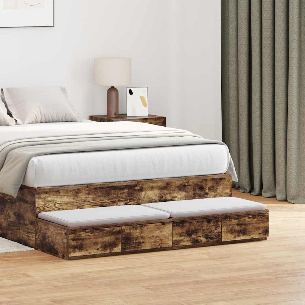 Bed Drawers Engineered Wood Smoked Oak 120 x 36.5 x 16.5 cm