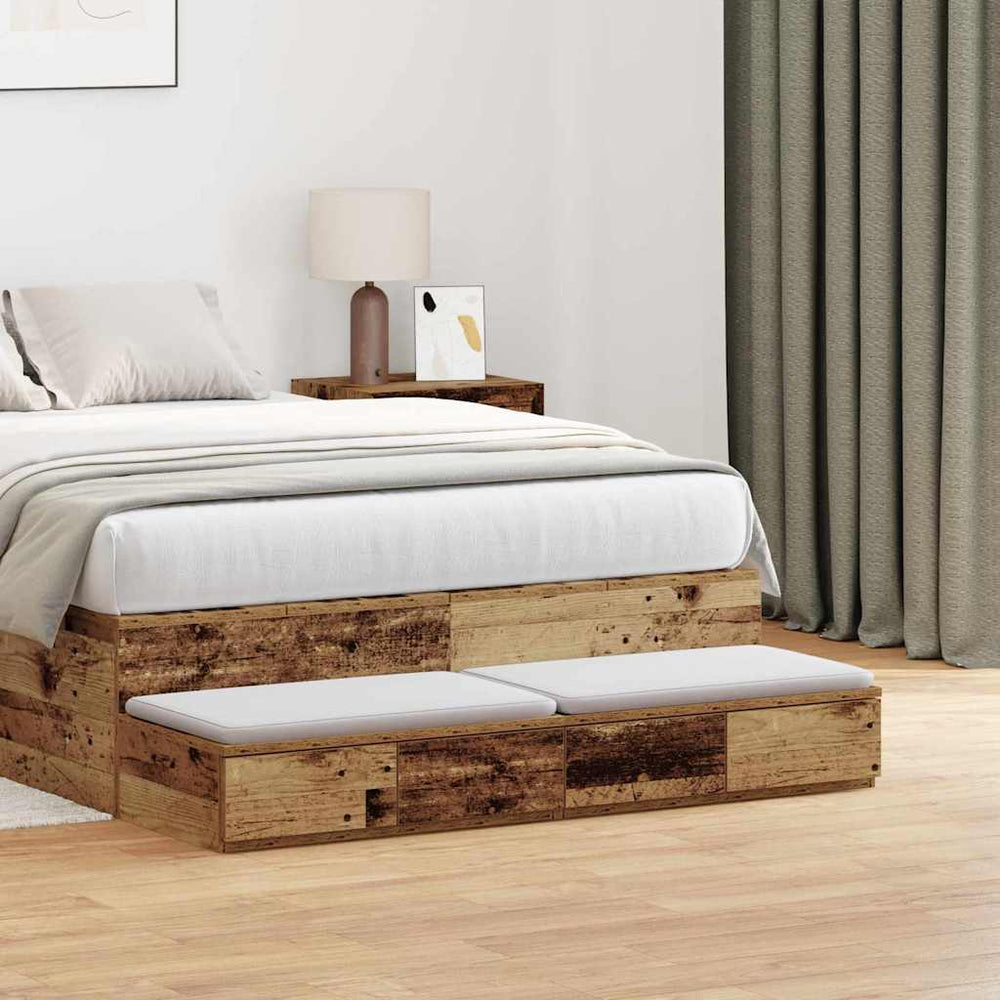 vidaXL Bed Drawers Engineered Wood Old Wood