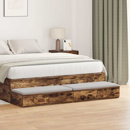 Bed Drawers Engineered Wood Smoked Oak 150 x 36.5 x 16.5 cm