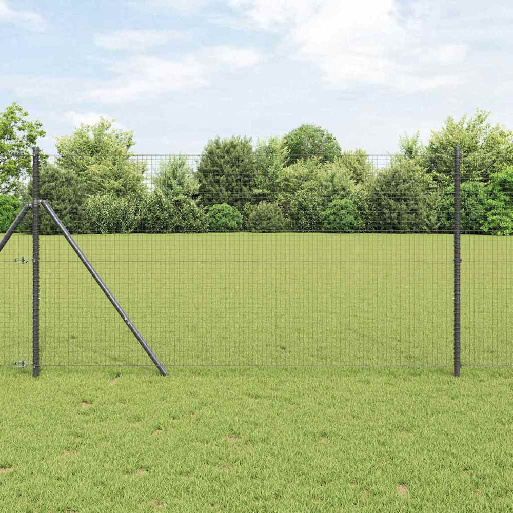 vidaXL Welded Wire Fence Ground Fix 10 x 1 m PVC-Coated Steel Grey mesh Size 2.5 x 2.5 cm mesh
