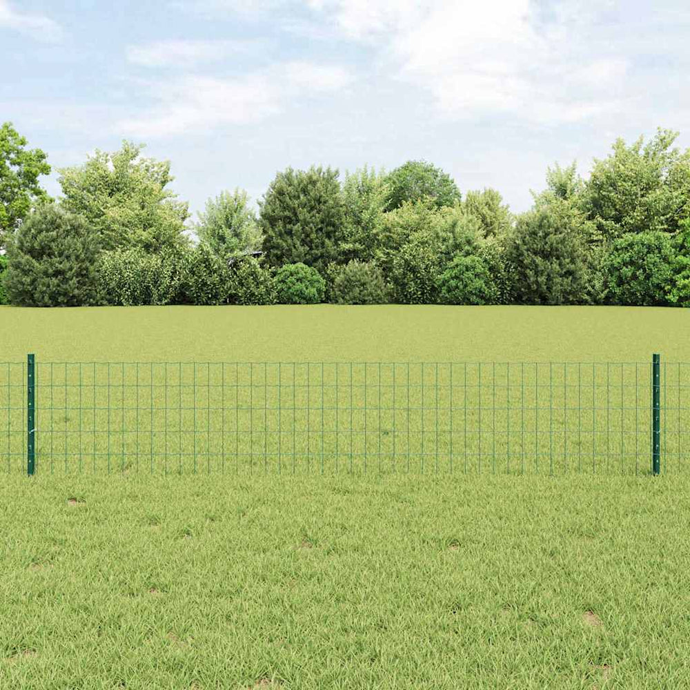 vidaXL Euro Fence with Post 10 x 0.6 m PVC-Coated Steel Mesh Green 10 x 0.4 m – 10 x 1 m
