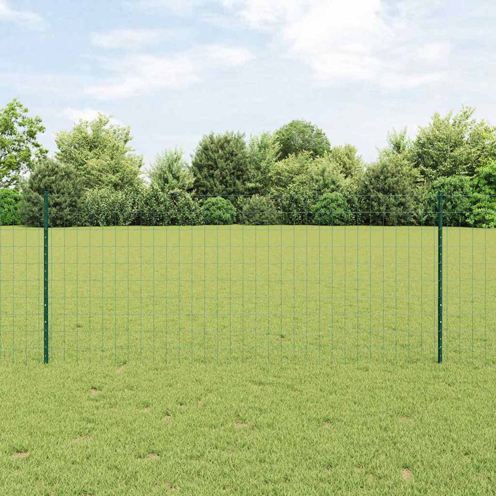 vidaXL Euro Fence with Post 10 x 1.2 m PVC-Coated Steel Mesh Green 10 x 1 m – 10 x 1.5 m