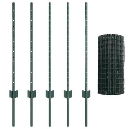 Euro Fence with Post 10 x 0.6 m PVC-Coated Steel Mesh Green 10 x 0.4 m – 10 x 1 m 10 x 0.8 m fence (10 x 10 cm mesh)