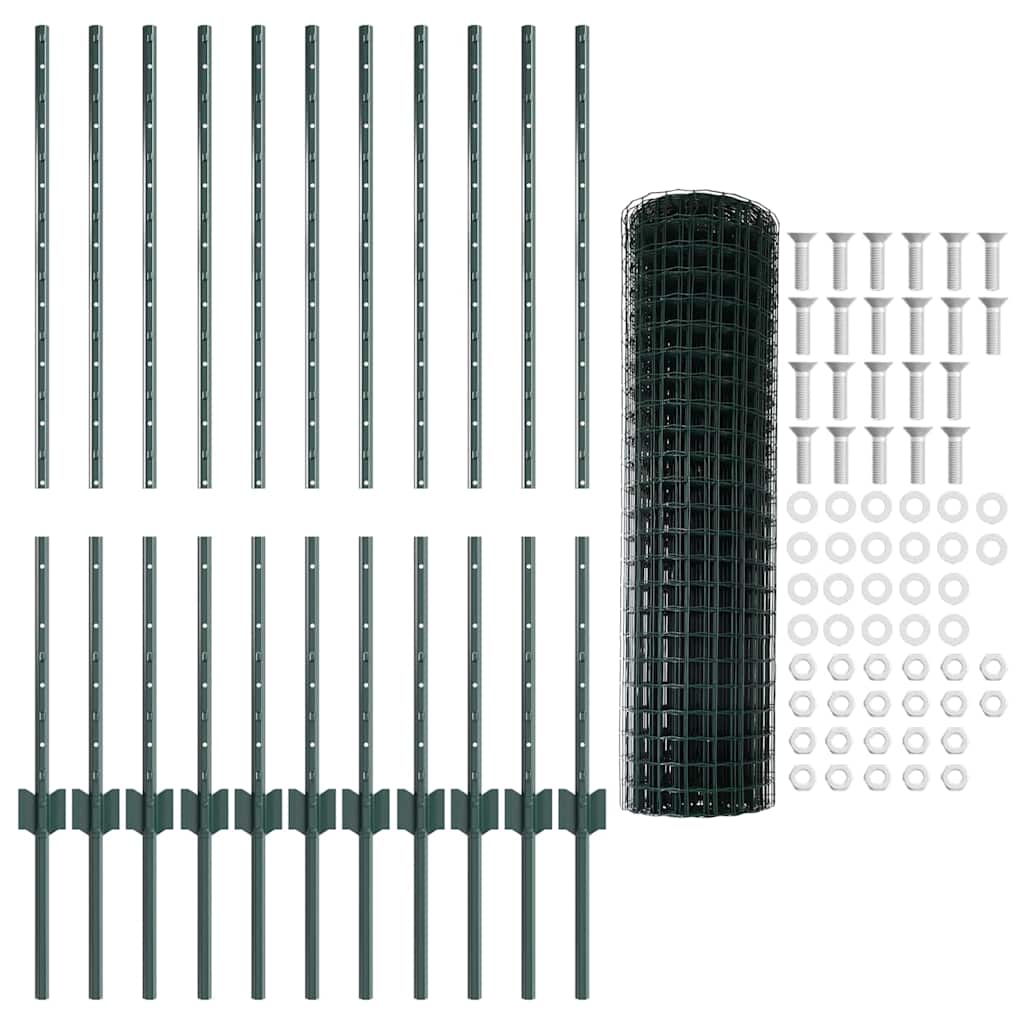 Euro Fence with Post 25 x 1.2 m PVC-Coated Steel Mesh Green 25 x 1 m – 50 x 0.6 m 25 x 1 m fence (10 x 10 cm mesh)
