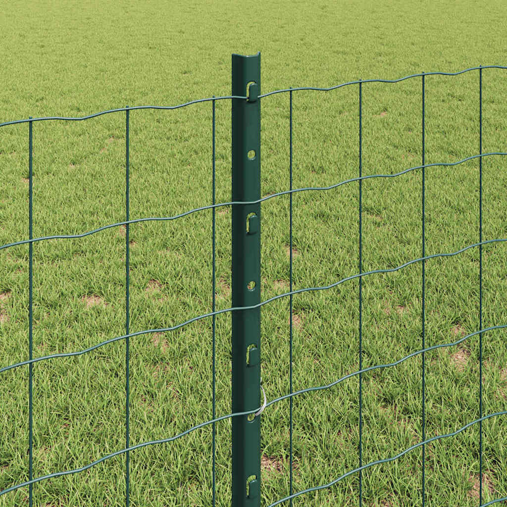 Euro Fence with Post 10 x 1.6 m PVC-Coated Steel Mesh Green 10 x 1.5 m – 25 x 1 m 25 x 0.8 m fence (7.7 x 6.4 cm mesh)