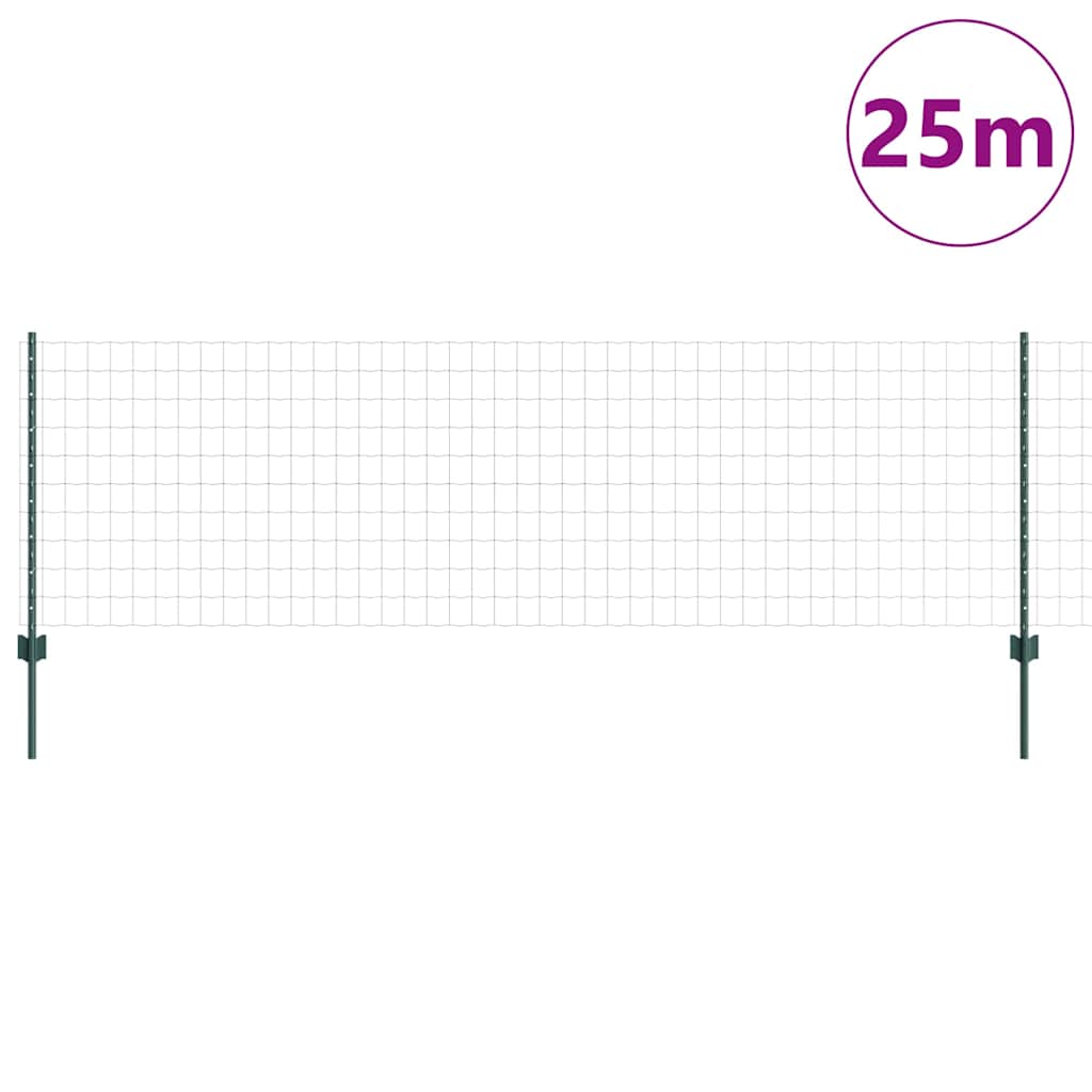 Euro Fence with Post 10 x 1.6 m PVC-Coated Steel Mesh Green 10 x 1.5 m – 25 x 1 m 25 x 0.8 m fence (7.7 x 6.4 cm mesh)