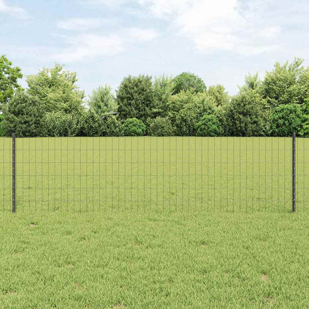 vidaXL Euro Fence with Post 10 x 1 m PVC-Coated Steel Mesh Grey 10 x 0.4 m – 10 x 1 m