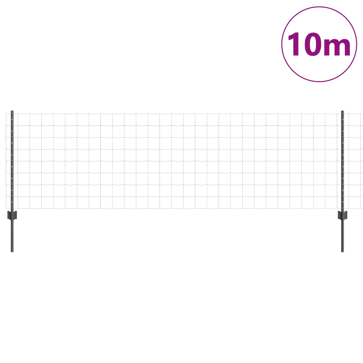 Euro Fence with Post 10 x 1 m PVC-Coated Steel Mesh Grey 10 x 0.4 m – 10 x 1 m 10 x 0.8 m fence (10 x 10 cm mesh)