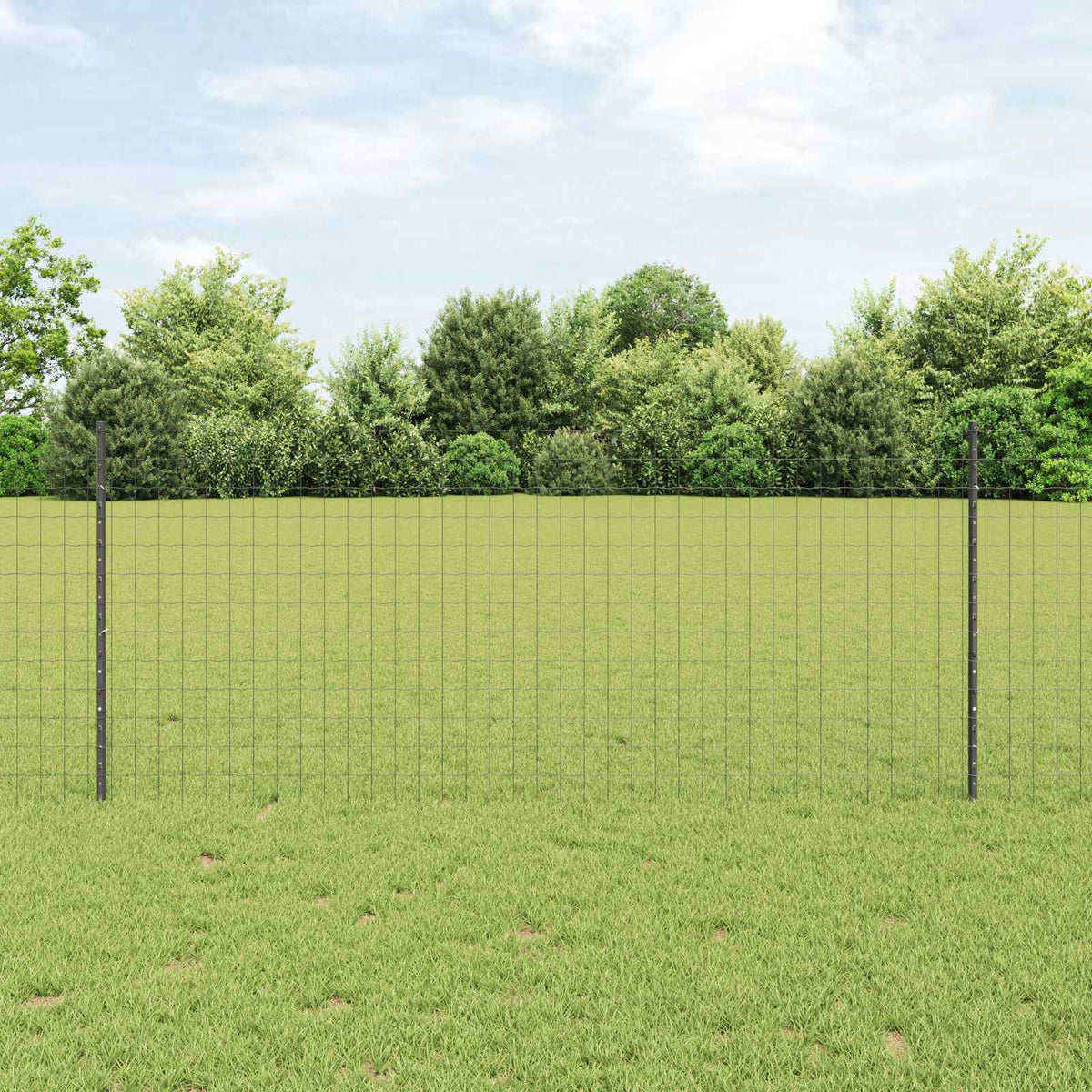 Euro Fence with Post 10 x 1 m PVC-Coated Steel Mesh Grey 10 x 0.4 m – 10 x 1 m 10 x 1 m fence (7.7 x 6.4 cm mesh)
