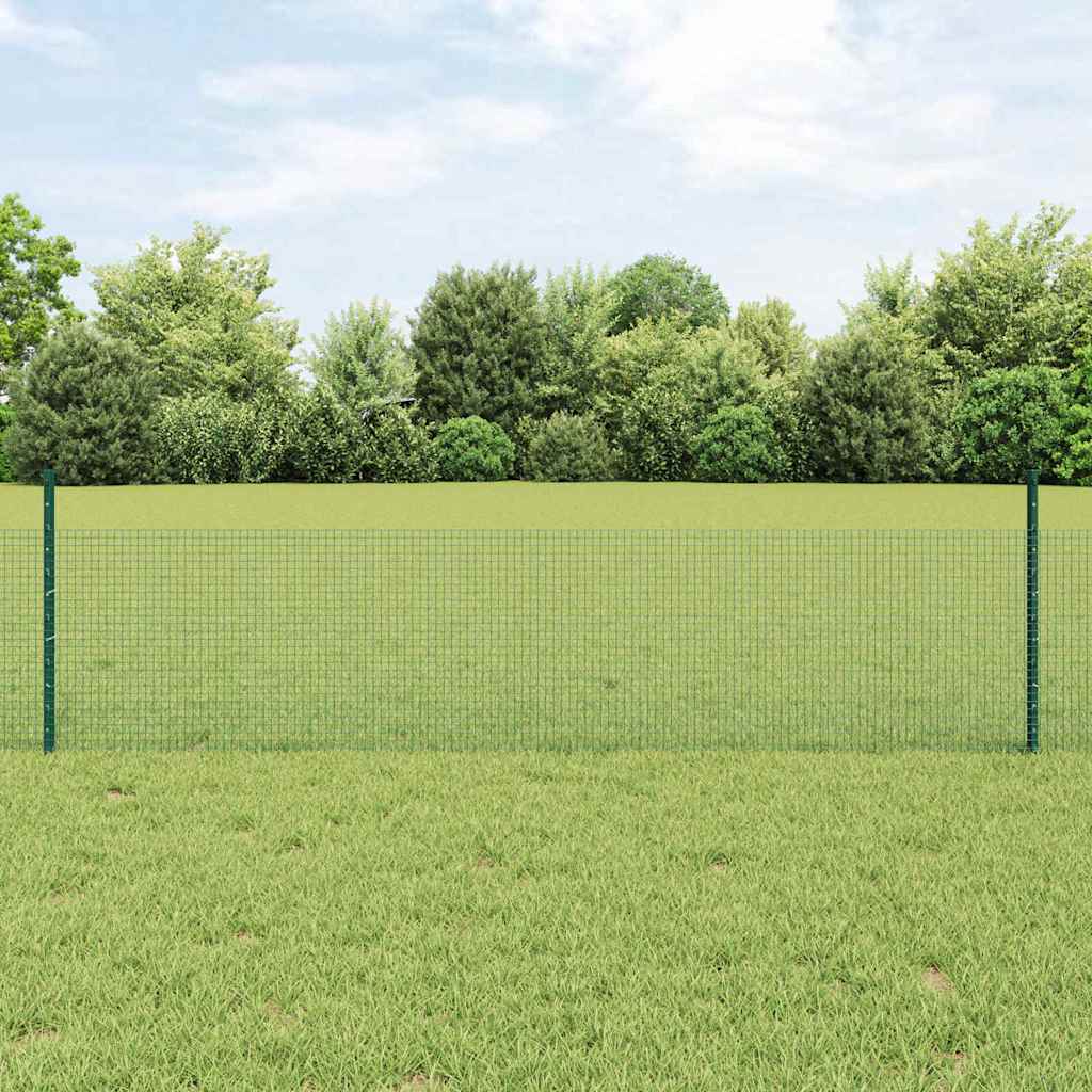 Welded Wire Fence with Posts 10 x 1 m Galvanised Steel Green 10 x 0.4 m – 10 x 1.2 m 10 x 0.5 m fence (1.6 x 1.6 cm mesh)