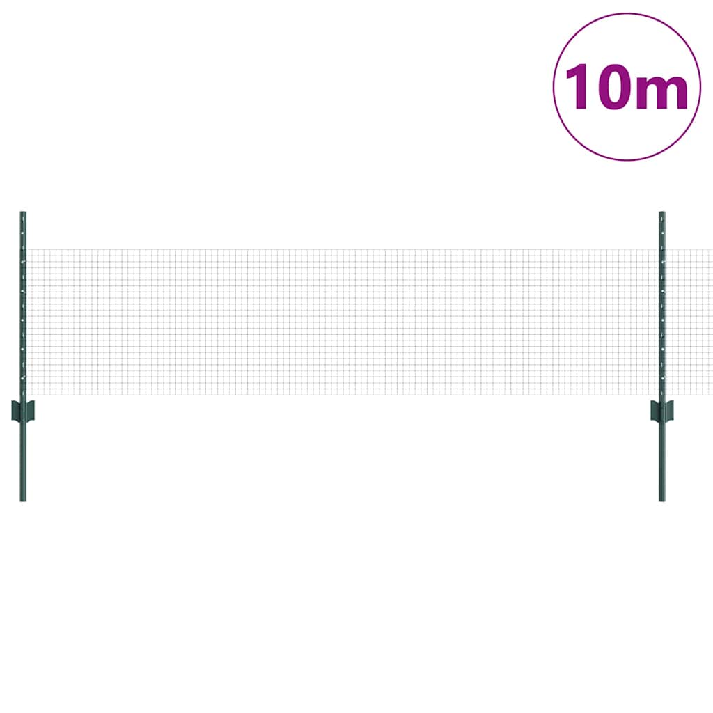 Welded Wire Fence with Posts 10 x 1 m Galvanised Steel Green 10 x 0.4 m – 10 x 1.2 m 10 x 0.5 m fence (1.9 x 1.9 cm mesh)