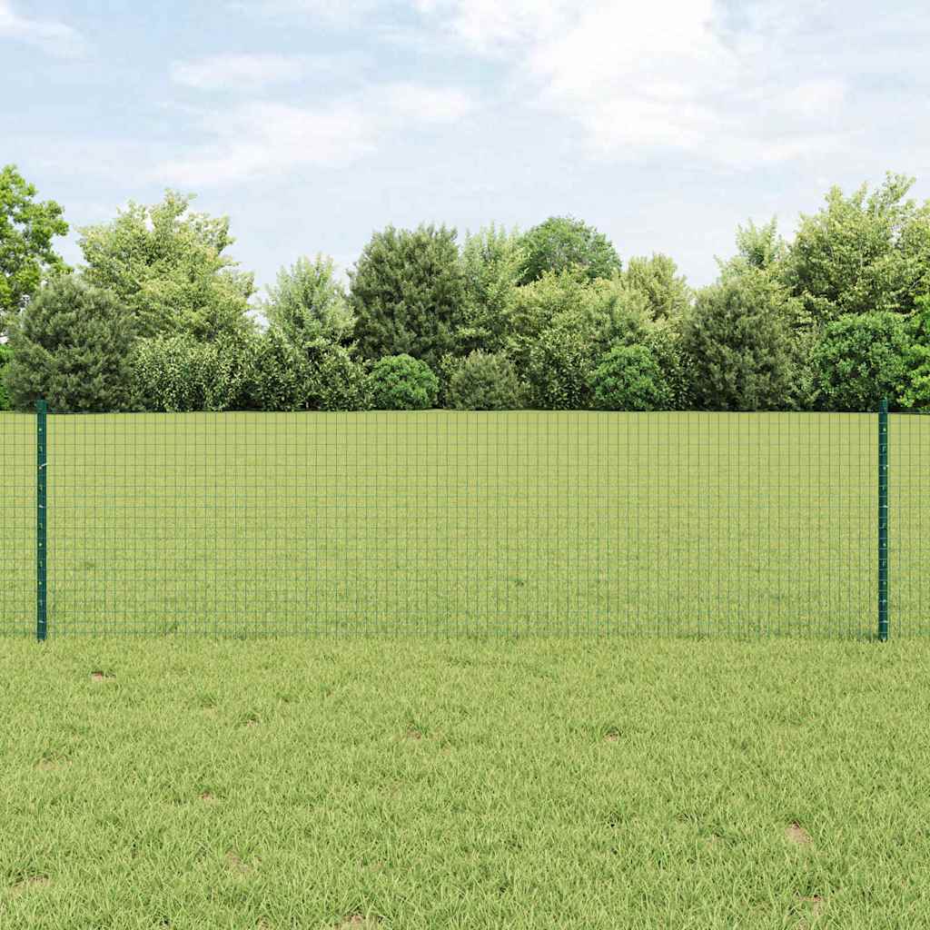 Welded Wire Fence with Posts 10 x 1 m Galvanised Steel Green 10 x 0.4 m – 10 x 1.2 m 10 x 0.6 m fence (2.5 x 2.5 cm mesh)
