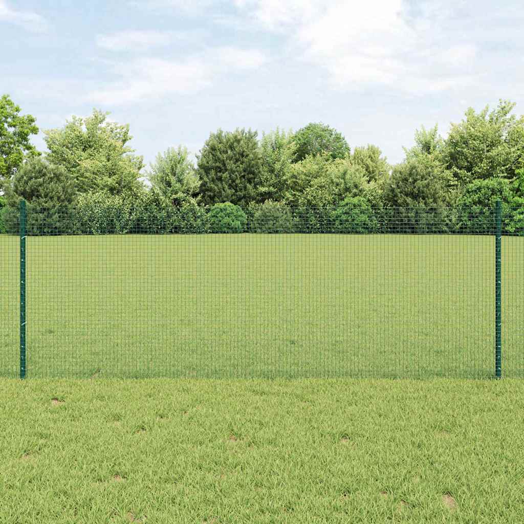 Welded Wire Fence with Posts 10 x 1 m Galvanised Steel Green 10 x 0.4 m – 10 x 1.2 m 10 x 0.8 m fence (1.6 x 1.6 cm mesh)
