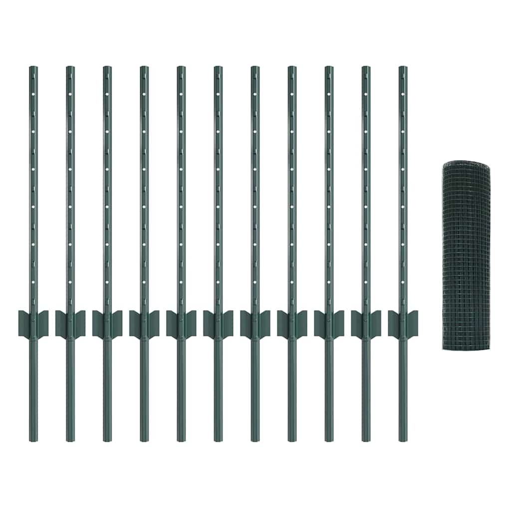 Welded Wire Fence with Posts 10 x 1.4 m PVC-Coated Steel Green 10 x 1.2 m – 25 x 0.6 m 25 x 0.6 m fence (1.2 x 1.2 cm mesh)