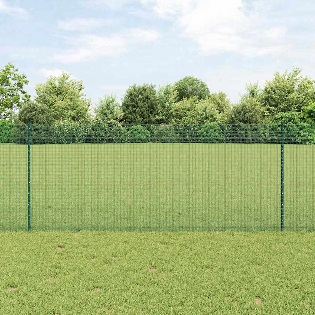 Welded Wire Fence with Posts 25 x 1 m Galvanised Steel Green 25 x 0.8 m – 50 x 0.5 m 25 x 1 m fence (1.2 x 1.2 cm mesh)