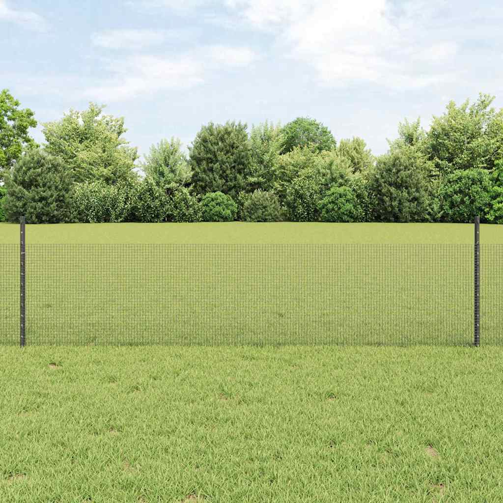 vidaXL Welded Wire Fence with Posts 10 x 1 m Galvanised Steel Grey 10 x 0.4 m – 10 x 1.4 m