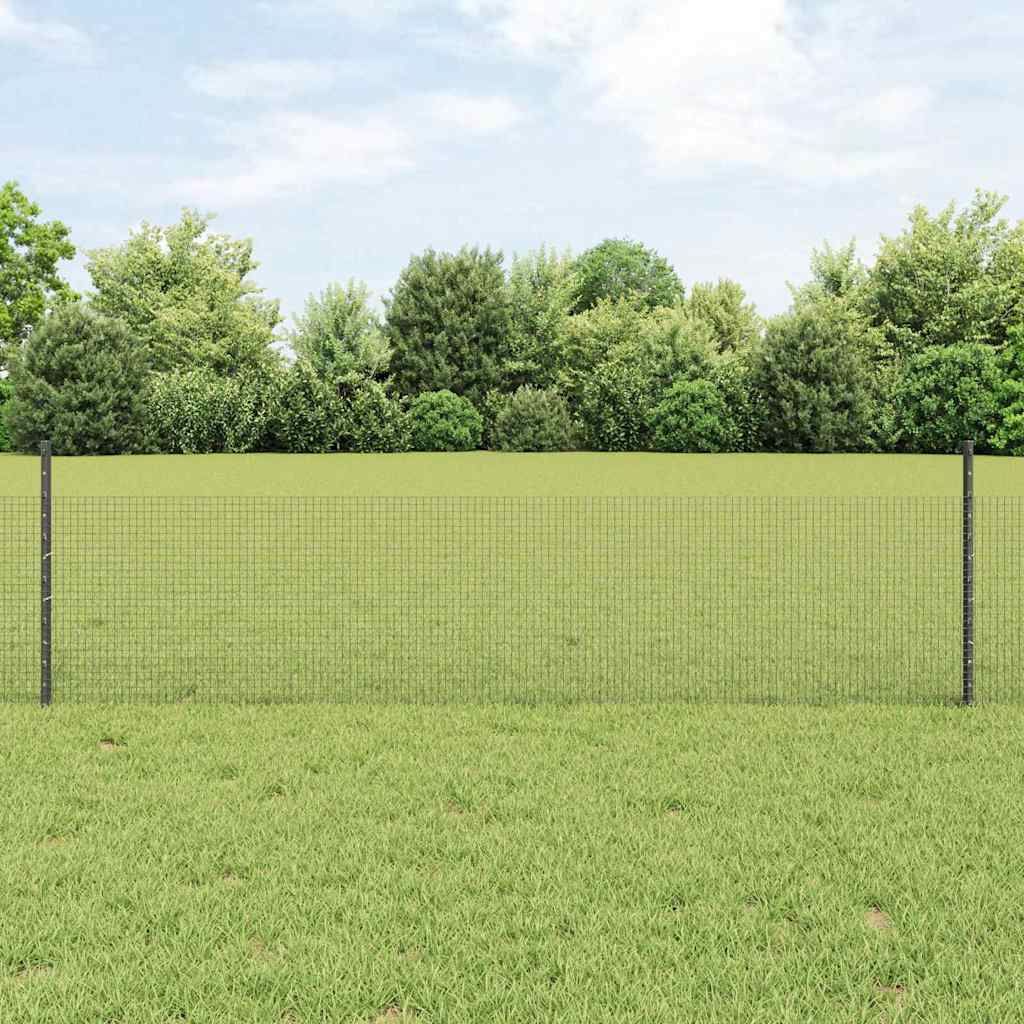 Welded Wire Fence with Posts 10 x 1 m Galvanised Steel Grey 10 x 0.4 m – 10 x 1.4 m 10 x 0.5 m fence (1.6 x 1.6 cm mesh)