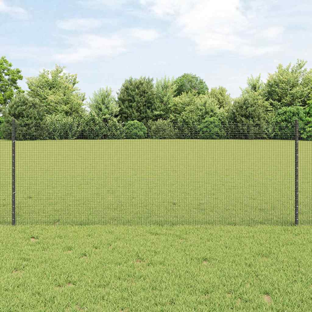 Welded Wire Fence with Posts 10 x 1 m Galvanised Steel Grey 10 x 0.4 m – 10 x 1.4 m 10 x 0.8 m fence (1.6 x 1.6 cm mesh)