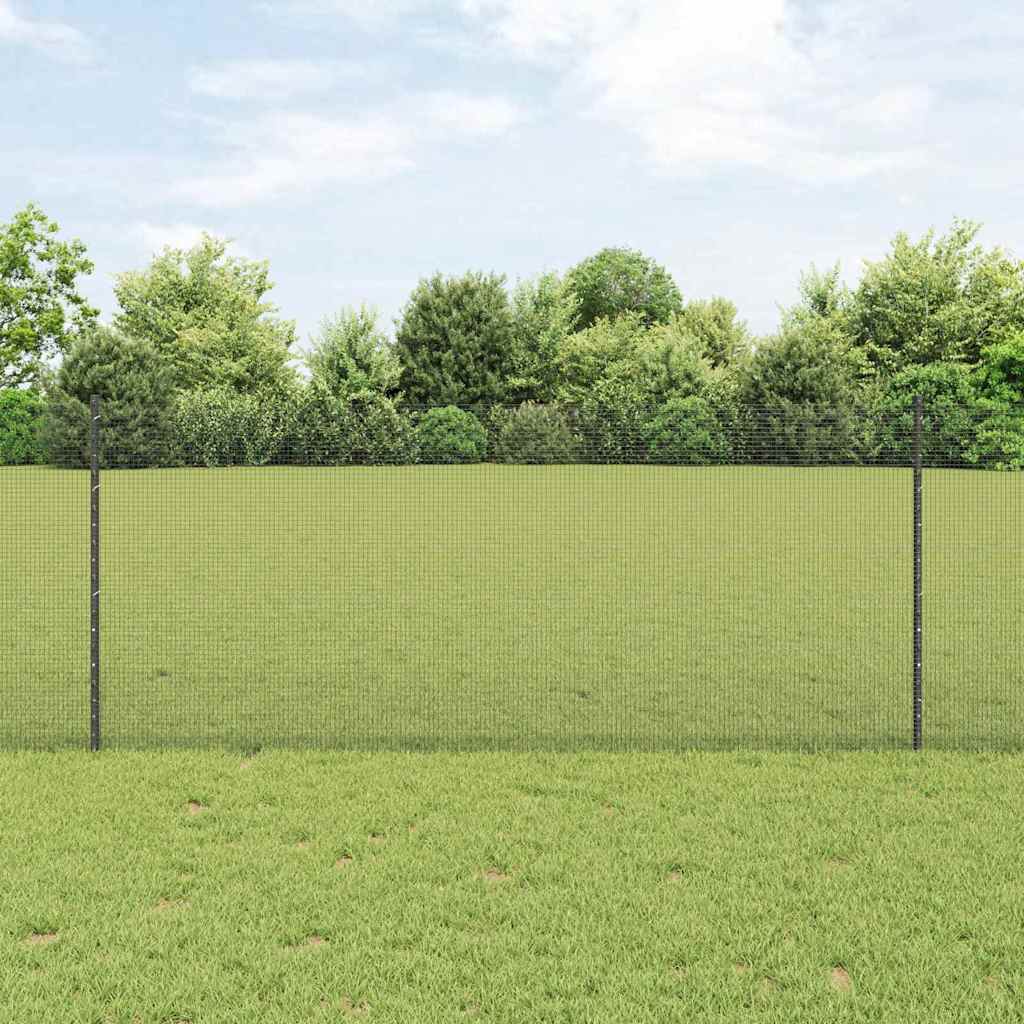 Welded Wire Fence with Posts 10 x 1 m Galvanised Steel Grey 10 x 0.4 m – 10 x 1.4 m 10 x 1 m fence (1.2 x 1.2 cm mesh)