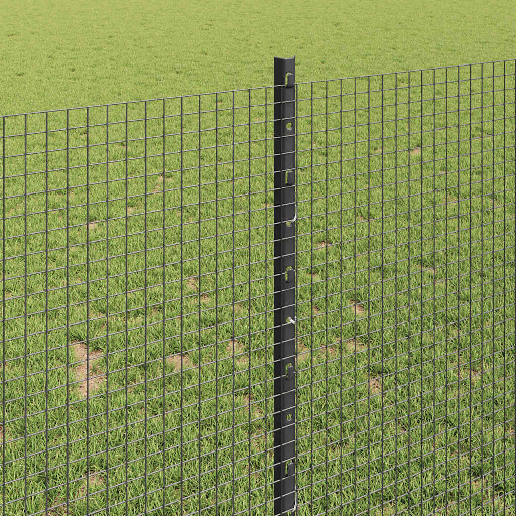 Welded Wire Fence with Posts 10 x 1 m Galvanised Steel Grey 10 x 0.4 m – 10 x 1.4 m 10 x 1 m fence (1.6 x 1.6 cm mesh)