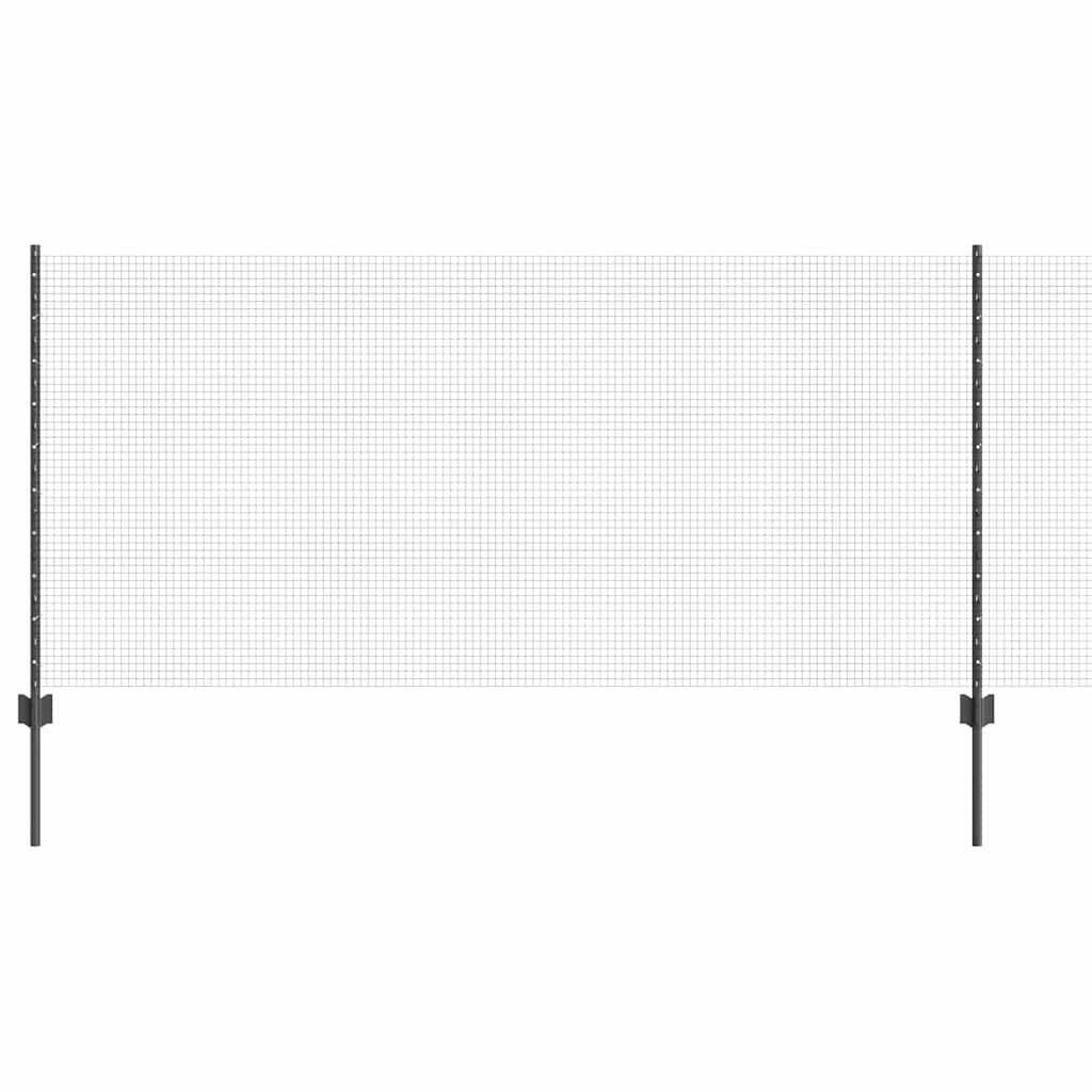Welded Wire Fence with Posts 10 x 1 m Galvanised Steel Grey 10 x 0.4 m – 10 x 1.4 m 10 x 1 m fence (1.6 x 1.6 cm mesh)