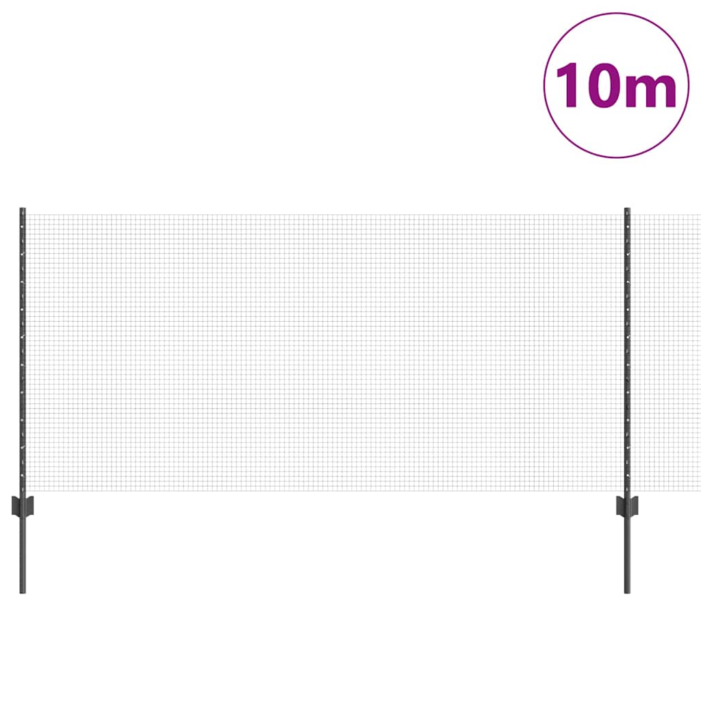 Welded Wire Fence with Posts 10 x 1 m Galvanised Steel Grey 10 x 0.4 m – 10 x 1.4 m 10 x 1 m fence (1.6 x 1.6 cm mesh)