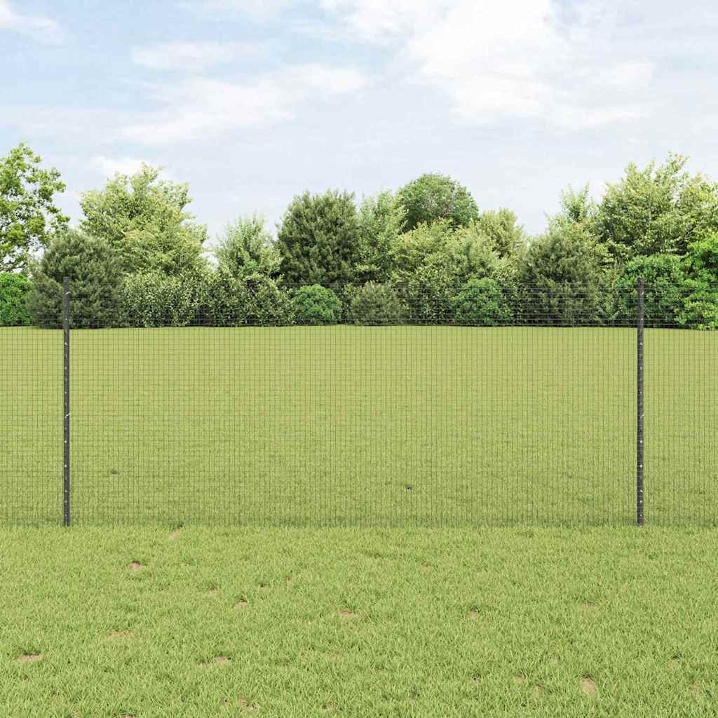 Welded Wire Fence with Posts 10 x 1 m Galvanised Steel Grey 10 x 0.4 m – 10 x 1.4 m 10 x 1 m fence (1.9 x 1.9 cm mesh)