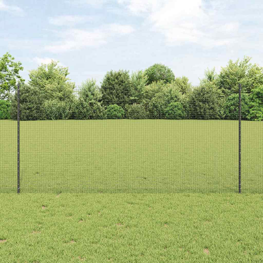 Welded Wire Fence with Posts 10 x 1 m Galvanised Steel Grey 10 x 0.4 m – 10 x 1.4 m 10 x 1.2 m fence (1.9 x 1.9 cm mesh)