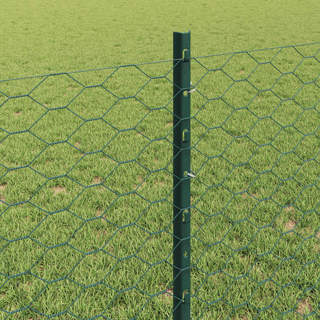 Hexagonal Fence with Post 10 x 0.5 m PVC-Coated Steel Green 10 x 0.4 m – 10 x 1 m 10 x 0.8 m fence (3.6 cm width mesh)