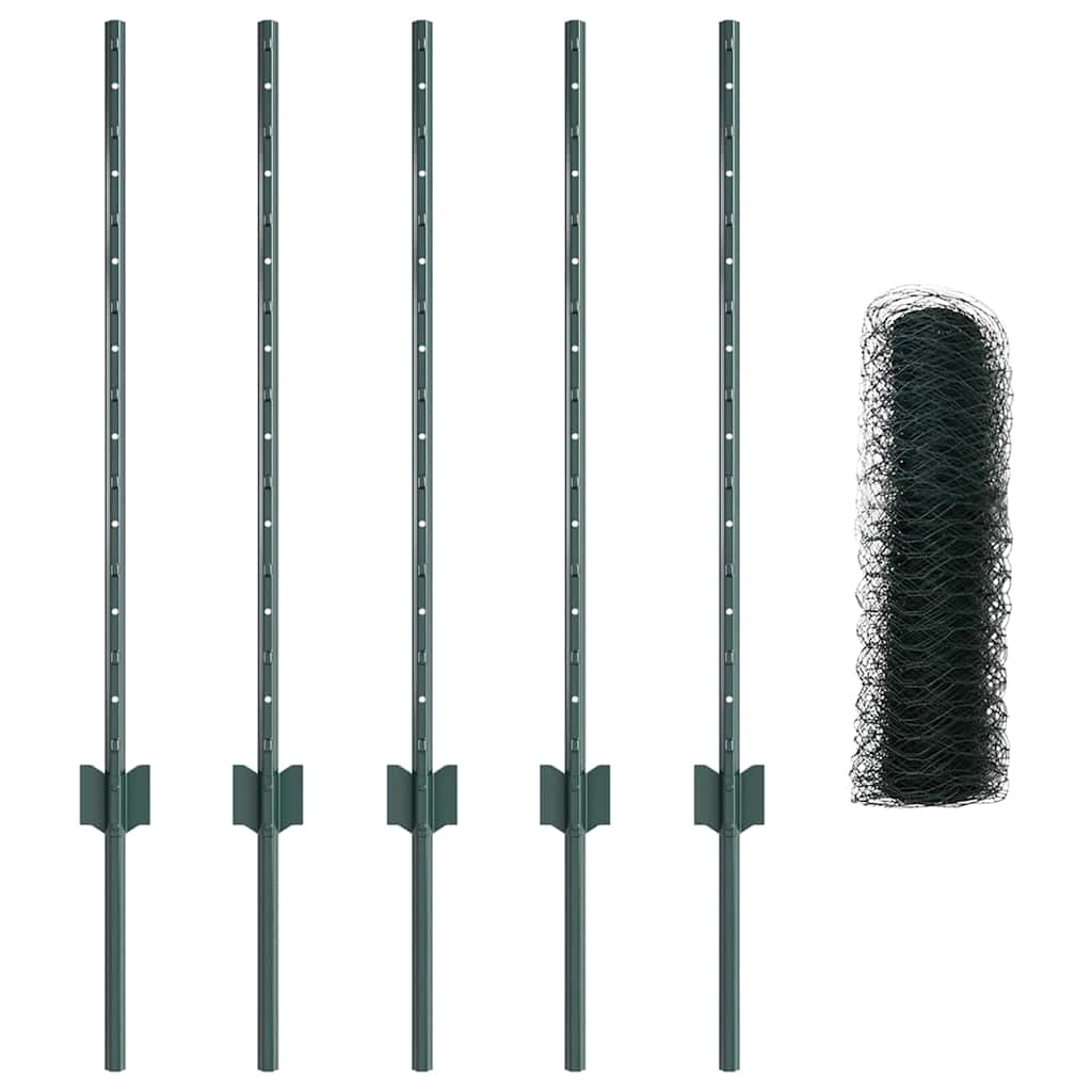 Hexagonal Fence with Post 10 x 0.5 m PVC-Coated Steel Green 10 x 0.4 m – 10 x 1 m 10 x 0.8 m fence (3.6 cm width mesh)