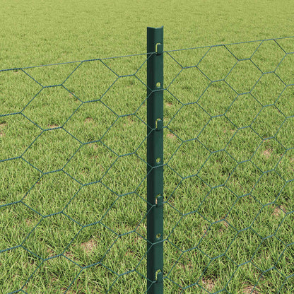 Hexagonal Fence with Post 100 x 0.8 m PVC-Coated Steel Green 100 x 0.6 m – 100 x 1.6 m 100 x 0.6 m fence (5 cm width mesh)