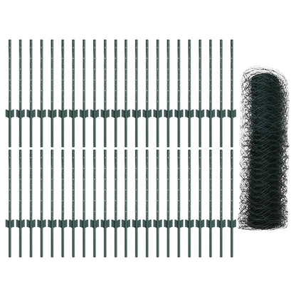 Hexagonal Fence with Post 100 x 0.8 m PVC-Coated Steel Green 100 x 0.6 m – 100 x 1.6 m 100 x 0.6 m fence (5 cm width mesh)