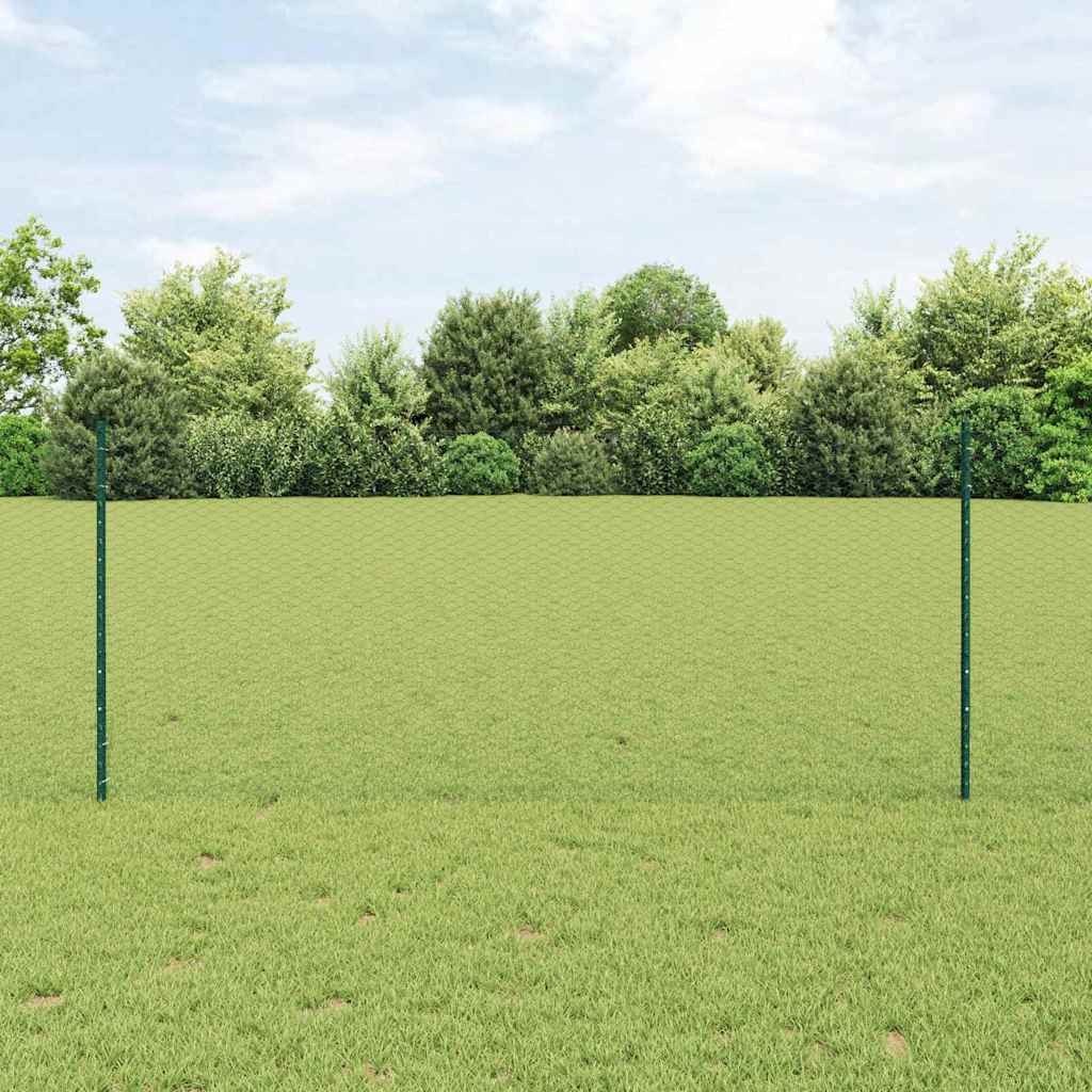 Hexagonal Fence with Post 100 x 0.8 m PVC-Coated Steel Green 100 x 0.6 m – 100 x 1.6 m 100 x 1 m fence (2.5 cm width mesh)