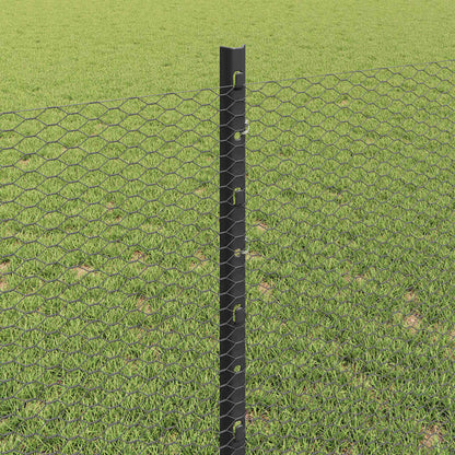 Hexagonal Fence with Post 10 x 1 m PVC-Coated Steel Mesh Grey 10 x 0.4 m – 10 x 1 m 10 x 0.8 m fence (1.3 cm width mesh)
