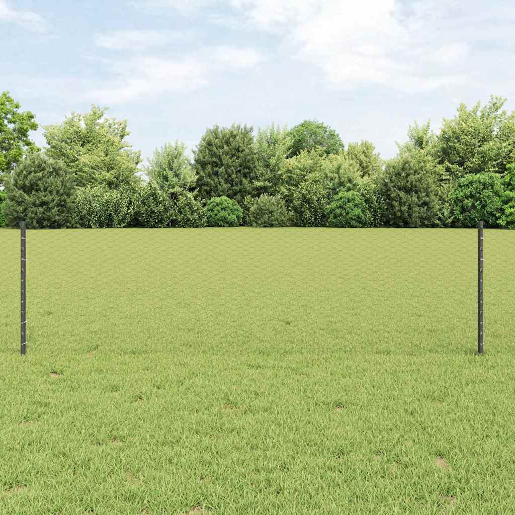 Hexagonal Fence with Post 25 x 0.8 m PVC-Coated Steel Mesh Grey 25 x 0.6 m – 50 x 0.5 m 25 x 0.6 m fence (2.5 cm width mesh)