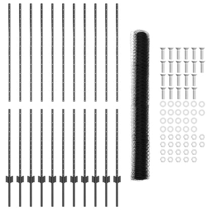 Hexagonal Fence with Post 25 x 0.8 m PVC-Coated Steel Mesh Grey 25 x 0.6 m – 50 x 0.5 m 25 x 1.6 m fence (3.6 cm width mesh)