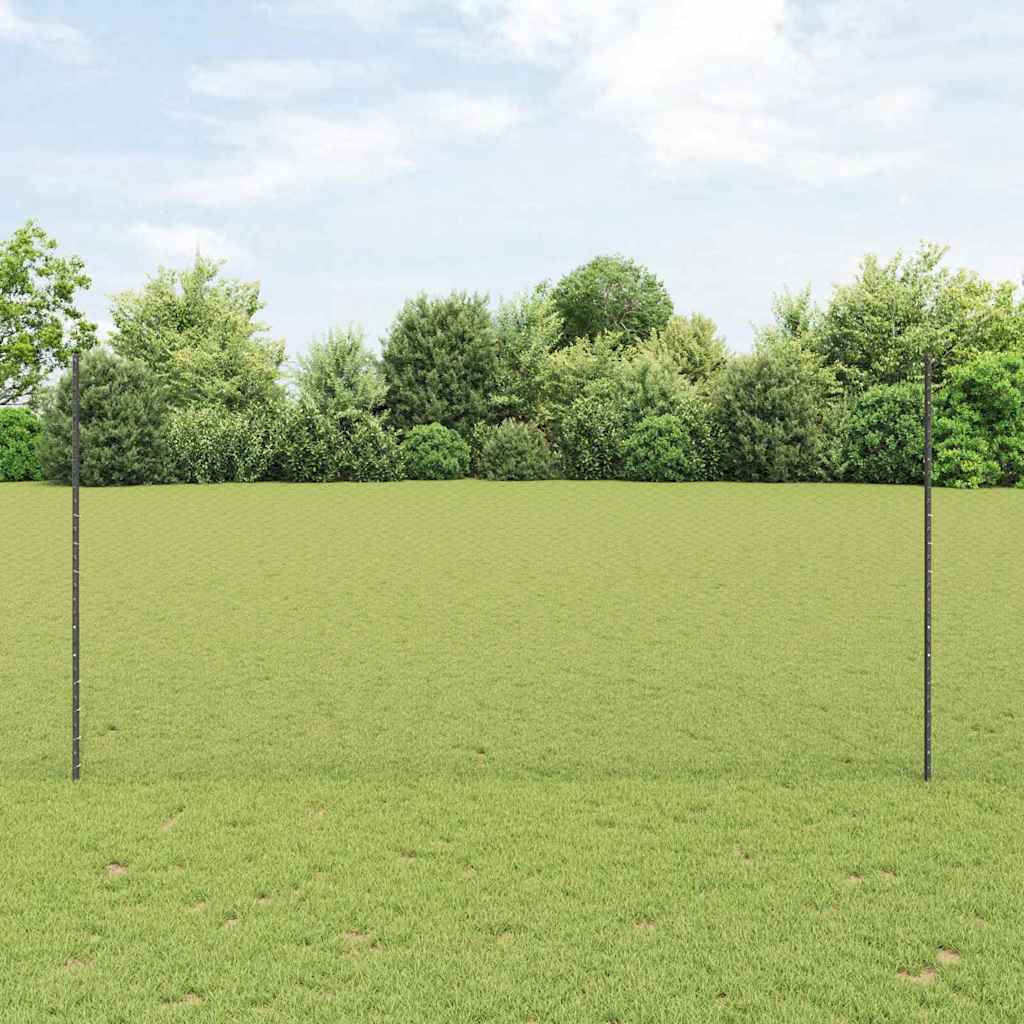 vidaXL Hexagonal Fence with Post 100 x 1.6 m PVC-Coated Steel Grey 1