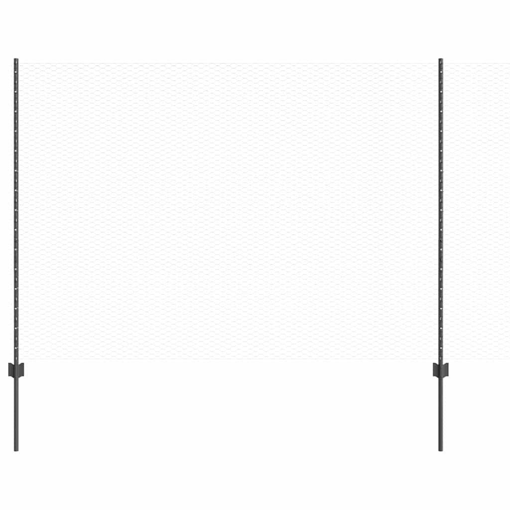 vidaXL Hexagonal Fence with Post 100 x 1.6 m PVC-Coated Steel Grey 2
