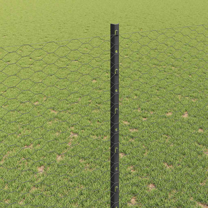 vidaXL Hexagonal Fence with Post 100 x 1.6 m PVC-Coated Steel Grey 4