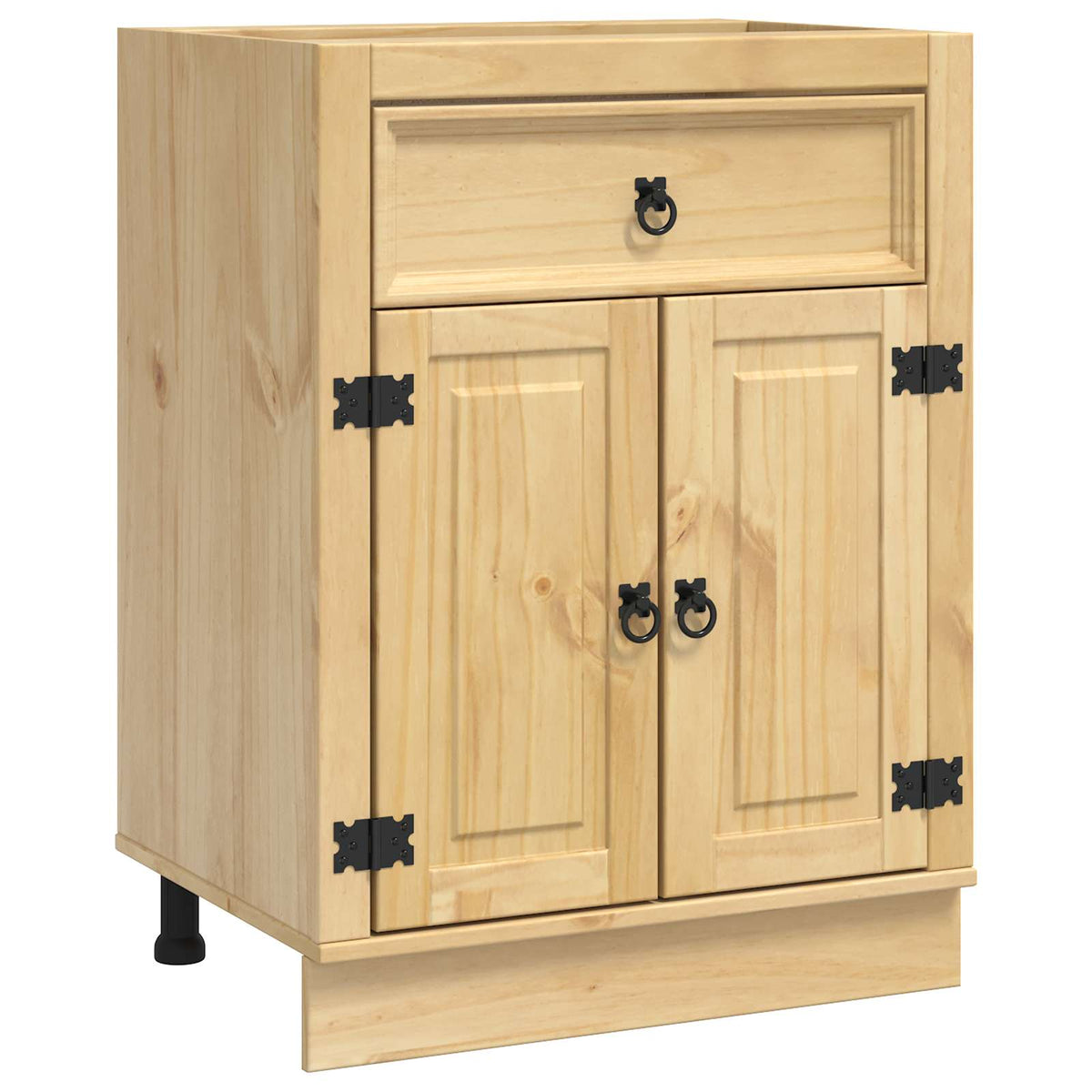 Cabinet SKI Honey Brown 80 x 46 x 81 cm Solid Pine Wood Base cabinet with doors & drawer