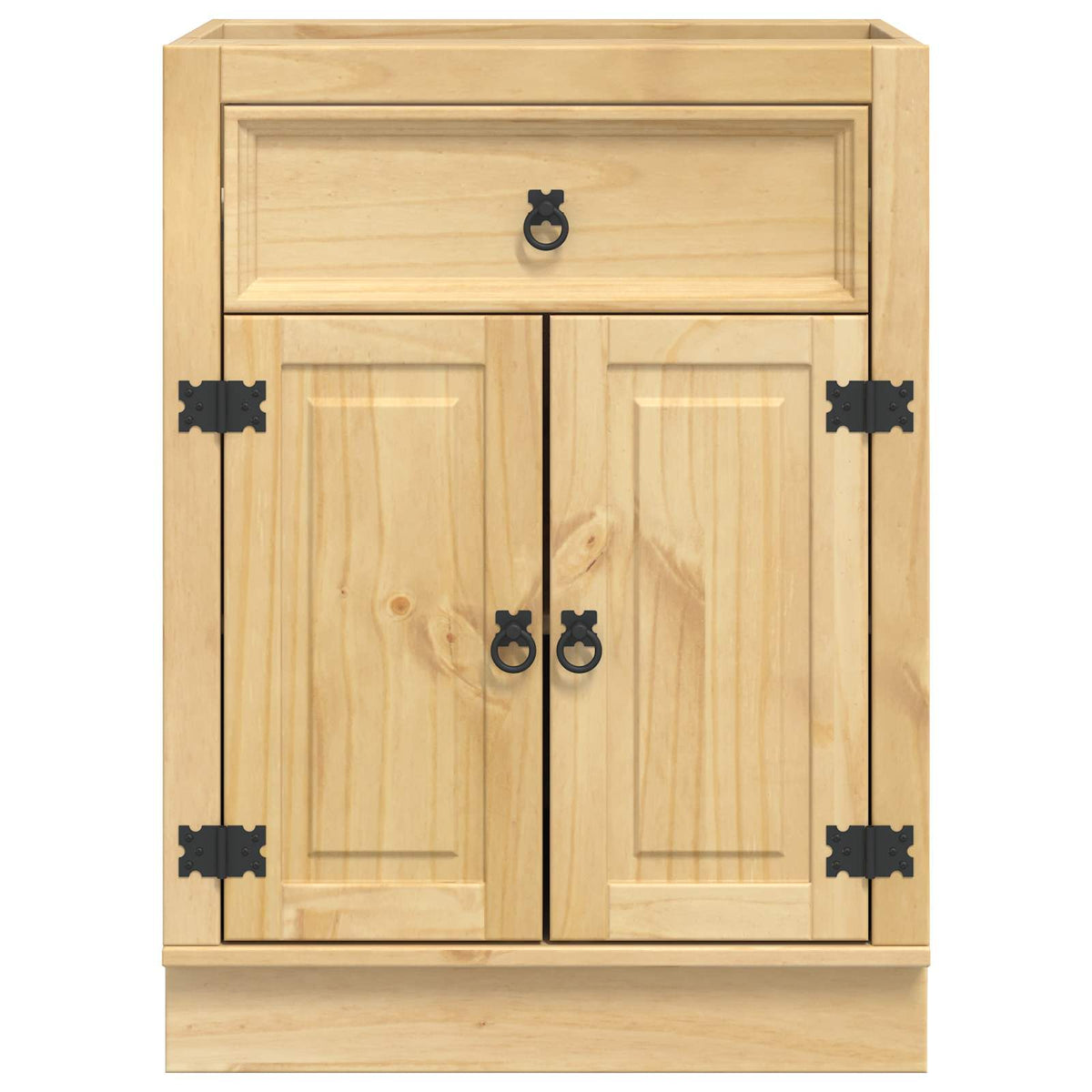 Cabinet SKI Honey Brown 80 x 46 x 81 cm Solid Pine Wood Base cabinet with doors & drawer