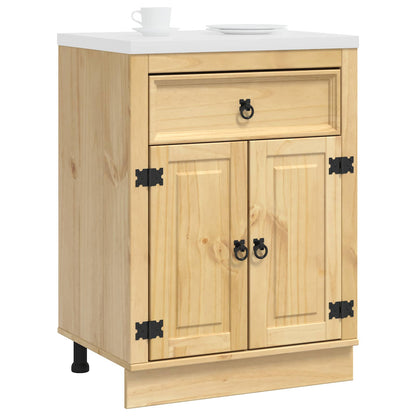 Cabinet SKI Honey Brown 80 x 46 x 81 cm Solid Pine Wood Base cabinet with doors & drawer