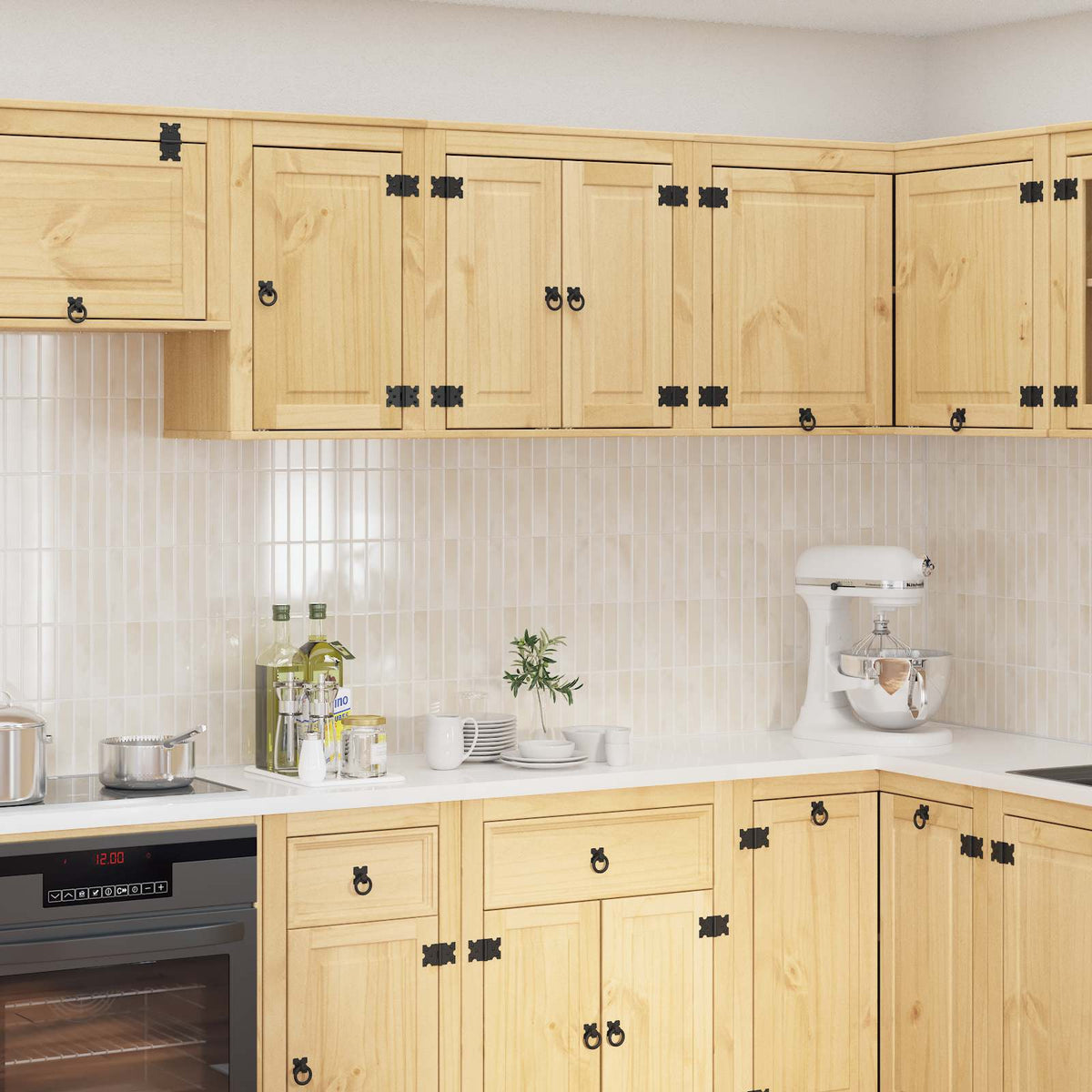 Cabinet SKI Honey Brown 80 x 46 x 81 cm Solid Pine Wood Wall cabinet with door