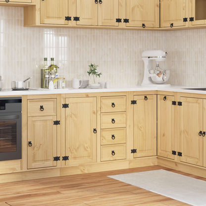 Cabinet SKI Honey Brown 80 x 46 x 81 cm Solid Pine Wood Base cabinet with door & drawers