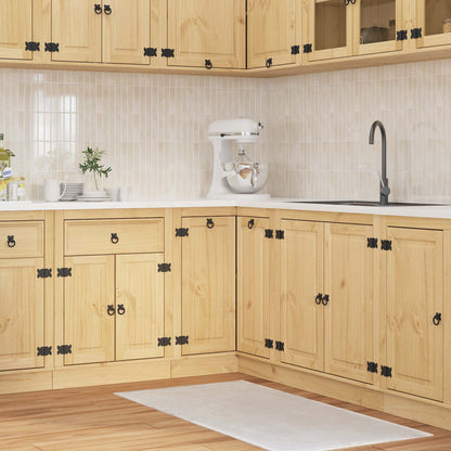 Cabinet SKI Honey Brown 80 x 46 x 81 cm Solid Pine Wood Corner base cabinet