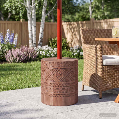 Parasol Base 23 kg Solid Wood Cylindrical Natural