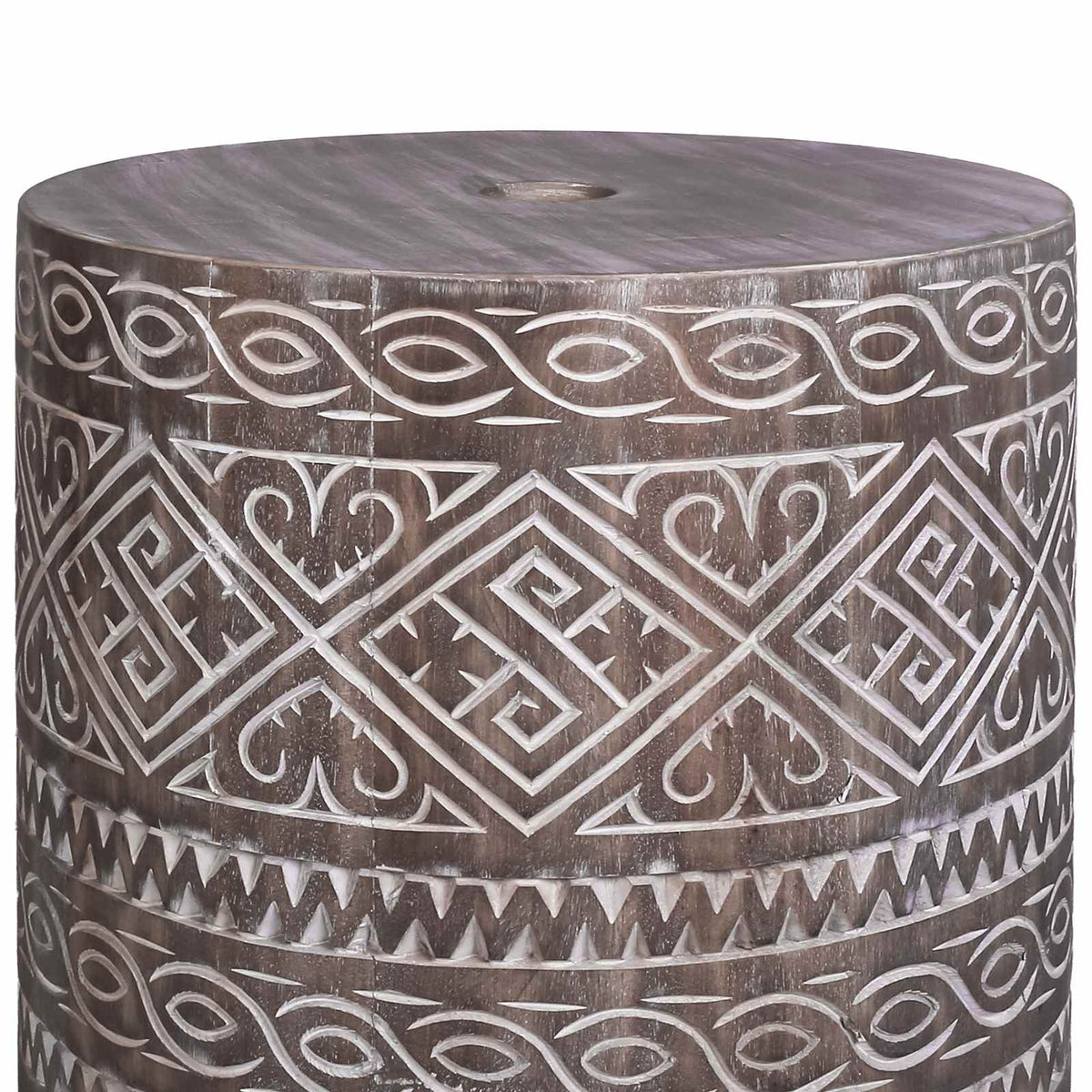 Parasol Base 23 kg Solid Wood Cylindrical White washed