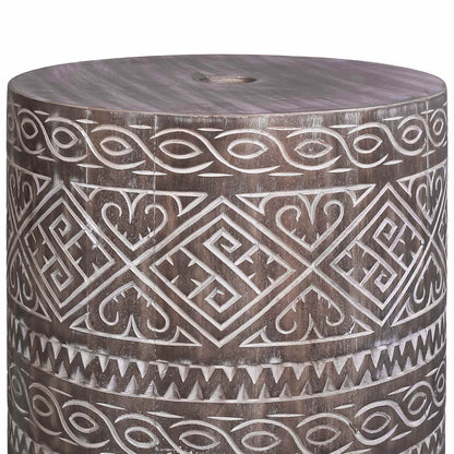 Parasol Base 23 kg Solid Wood Cylindrical White washed