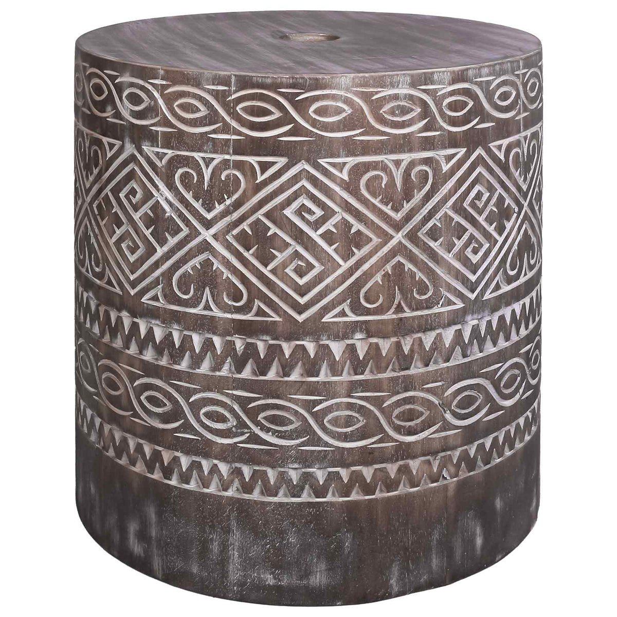 Parasol Base 23 kg Solid Wood Cylindrical White washed